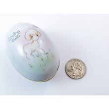 Load image into Gallery viewer, Vintage 1978 ENESCO Little Lamb Egg-Shaped Trinket Box - “Loving Ewe”