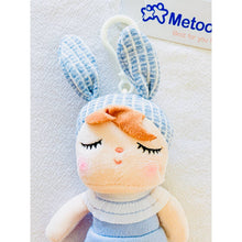 Load image into Gallery viewer, MeToo Mini Angela Rabbit Doll - Blue Dress with Tulips - 6 in - Backpack Hanger
