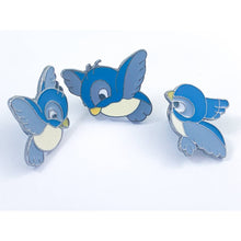 Load image into Gallery viewer, Trio of Enamel Bluebird Tac Pins - Perfect for Hats, Jackets, or Backpacks
