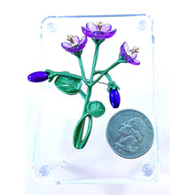 Load image into Gallery viewer, Stunning Violet Bouquet Brooch/ Pin – Frosted Purple Flowers, Sage Stems
