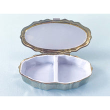 Load image into Gallery viewer, Vintage Oval Pill Box with Velveteen Floral Motif Lid