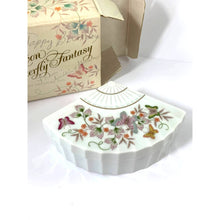 Load image into Gallery viewer, Avon Porcelain Trinket Box - Butterfly Fantasy Treasure Fan, 1980 - Original Box
