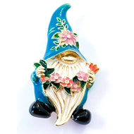 Flower-Loving Garden Gnome Pin/ Brooch