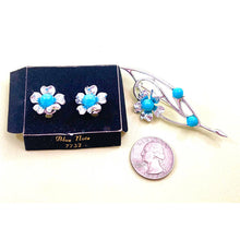 Load image into Gallery viewer, Sarah Coventry Blue Note Clip-on Earrings &amp; Brooch Set - In Original Box - 1967
