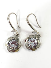 Load image into Gallery viewer, Clear Zircon Crystal Flower Dangle Earrings - Sterling Silver Plated, Hypoallergic
