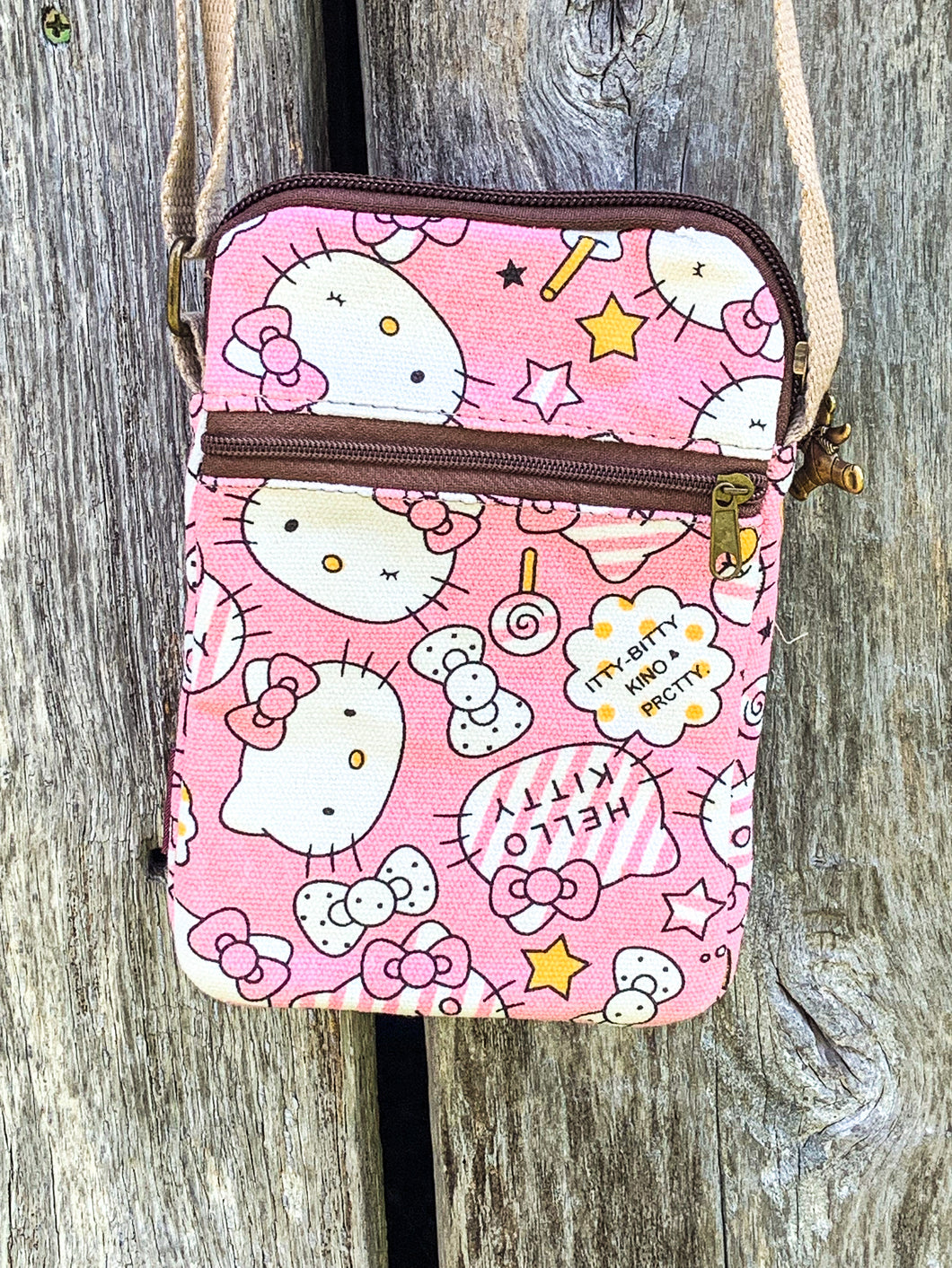 Mini Canvas Crossbody Bag w/ Hello Kitty Pattern - Super Cute and Practical!