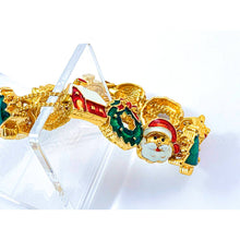 Load image into Gallery viewer, Sliding Bracelet with Enamel Christmas Charms - Signed SP
