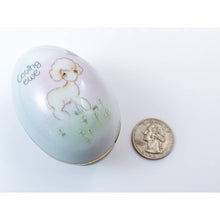 Load image into Gallery viewer, Vintage 1978 ENESCO Little Lamb Egg-Shaped Trinket Box - “Loving Ewe”
