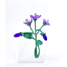 Load image into Gallery viewer, Stunning Violet Bouquet Brooch/ Pin – Frosted Purple Flowers, Sage Stems

