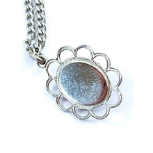 Load image into Gallery viewer, Delicate Simulated Blue-Star Sapphire Pendant in Silver-Tone Oval Setting

