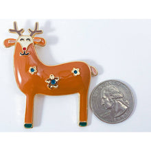 Load image into Gallery viewer, Happy Reindeer with Red Nose - Super Cute Enamel Christmas Brooch/ Pin
