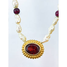 Load image into Gallery viewer, Avon Genuine Freshwater Pearl and Garnet Necklace/ Pendant - 1992 - Classy &amp; Classical
