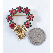 Load image into Gallery viewer, AVON Rose Wreath Pin / Brooch - Wear for the Holidays or All Year Round!
