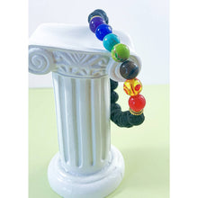 Load image into Gallery viewer, 7 Chakra Natural Stone 8mm Bead Bracelet with Black Lava Stone Beads
