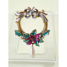 Load image into Gallery viewer, Charming Olit Inc Holiday Poinsettia Pin/ Brooch with Faux Pearls
