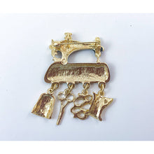 Load image into Gallery viewer, Old-Fashioned Sewing Machine Brooch/Pin with Sewing Charms - New

