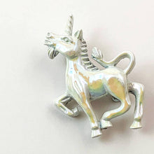 Load image into Gallery viewer, Small White Unicorn Pin - Shiny White Enamel - Signed Gerry’s
