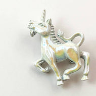 Small White Unicorn Pin - Shiny White Enamel - Signed Gerry’s