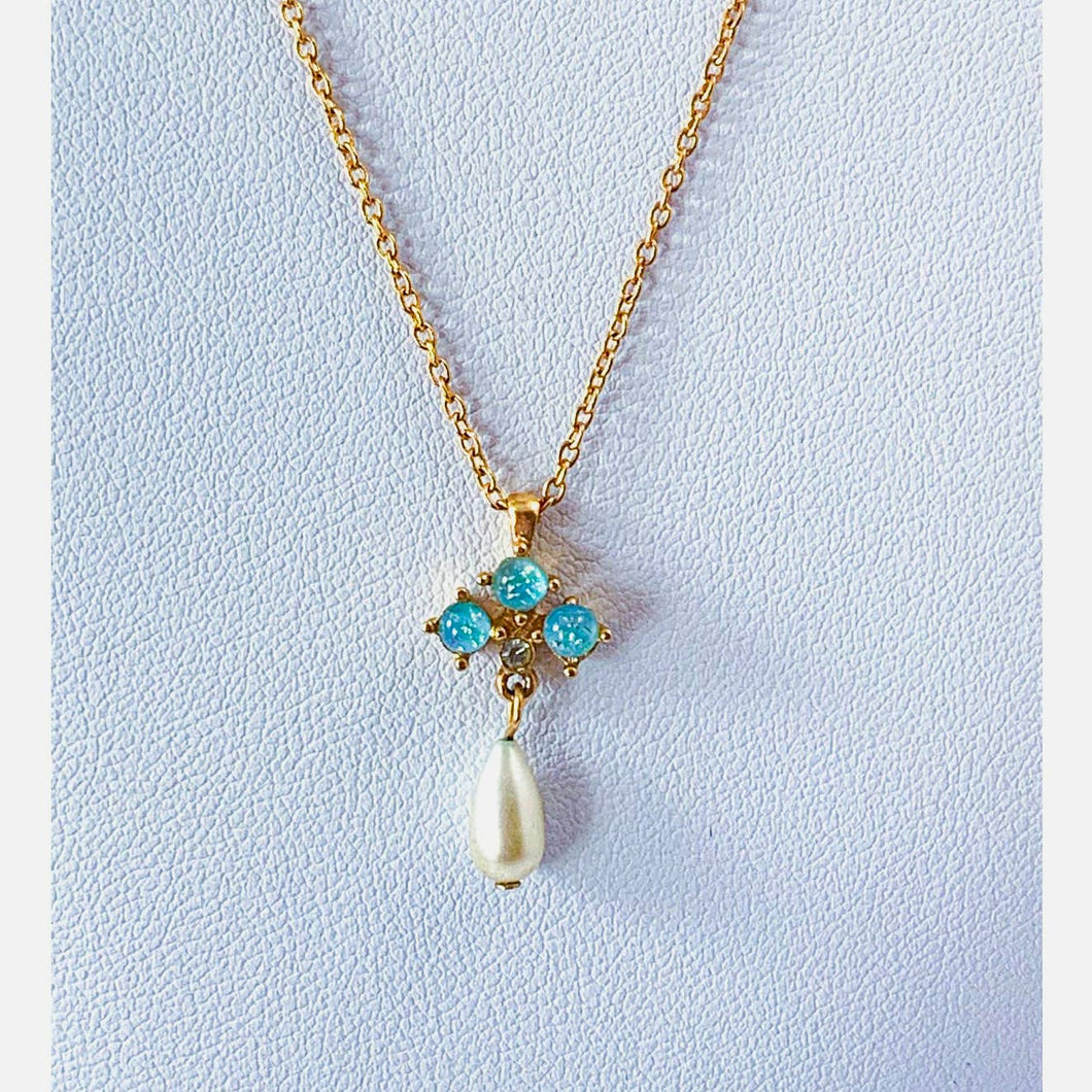 Avon Antique Teardrop Faux Pearl Pendant / Necklace - Vintage Minimalist