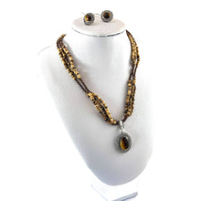 Load image into Gallery viewer, Avon Tiger’s Eye Jewelry Set - Pendant and Earrings
