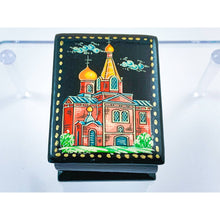 Load image into Gallery viewer, Small Black Lacquer Russian Folk Art Wooden Box - Size for Pills or Rings
