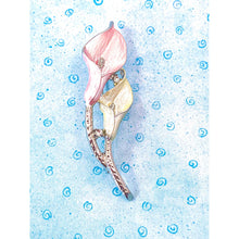 Load image into Gallery viewer, Premier Designs Calla Lily Brooch/ Pin - Pale Pink and Pale Yellow
