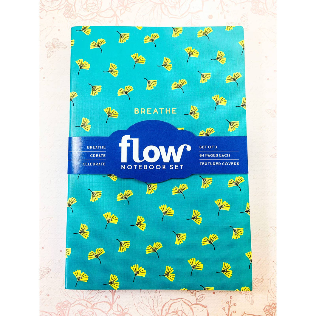 Flow Set of 3 Notebooks – Breathe, Create, Celebrate – Dots, Lines, Grid