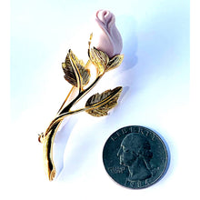 Load image into Gallery viewer, AVON Genuine Porcelain Rose Pin / Brooch - Soft Pink Long-Stemmed Rose - 1994
