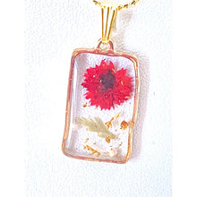 Load image into Gallery viewer, Beautiful Scarlet Red Real Dried Flower Framed Resin Pendant/ Necklace
