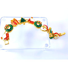 Load image into Gallery viewer, Sliding Bracelet with Enamel Christmas Charms - Signed SP
