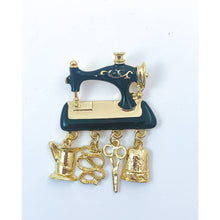 Load image into Gallery viewer, Old-Fashioned Sewing Machine Brooch/Pin with Sewing Charms - New
