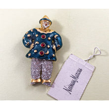 Load image into Gallery viewer, Neiman Marcus Enamel &amp; Crystal Articulated Clown Brooch - Original Tag
