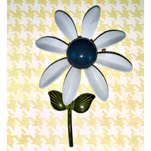 Load image into Gallery viewer, Big Tall Enamel Flower Pin - Light and Dark Gray, 3-5/8 Inches Tall, 1970s
