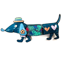 Load image into Gallery viewer, Artful Dachshund Pin Enamel Brooch / Pin - Colorful and Artsy Dog
