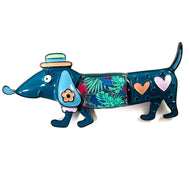 Artful Dachshund Pin Enamel Brooch / Pin - Colorful and Artsy Dog