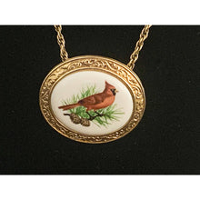 Load image into Gallery viewer, Avon 1982 Birds of Nature Necklace /Pendant - The Cardinal- Genuine Porcelain
