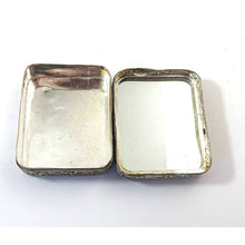 Load image into Gallery viewer, Embossed Silver-Plated Copper Trinket Box w/ Porcelain Lid with Blue Flowers
