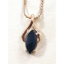 Load image into Gallery viewer, Delicate Marquis-Cut Polished Onyx Pendant with Gold-Tone Chain
