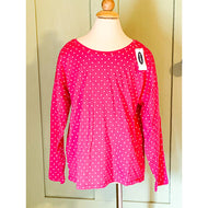Girls’ Size M (8) Old Navy Softest Tee Long-Sleeve Top – NWT – Pink, White Dots