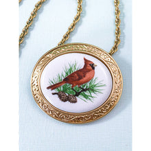Load image into Gallery viewer, Avon 1982 Birds of Nature Necklace /Pendant - The Cardinal- Genuine Porcelain

