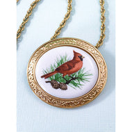 Avon 1982 Birds of Nature Necklace /Pendant - The Cardinal- Genuine Porcelain