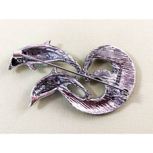 Load image into Gallery viewer, Beautiful Enamel Dolphins Brooch/ Pin with Rhinestone Wave
